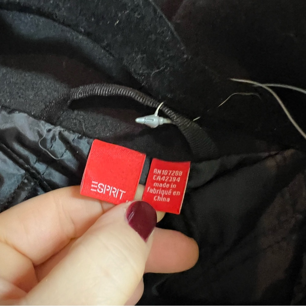NWT ESPRIT Black Toggle Heritage Style and Zip Closure Wool Blend Pea Coat, 8 - Picture 13 of 14